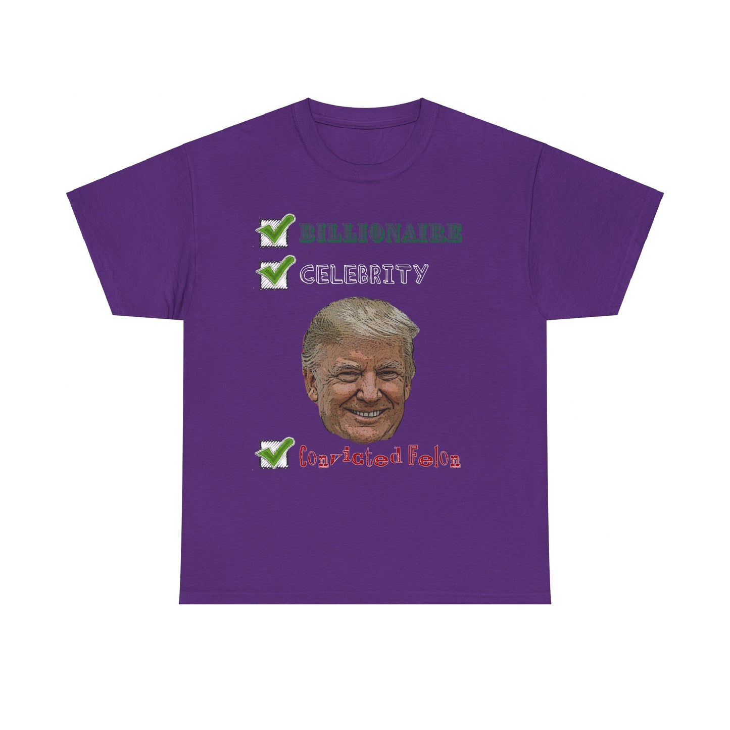 Trump Checklist (Bigly Black or Penitentiary Purple) T-Shirt